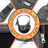 A diagram showing features of a hands-free pet sling carrier including a zipper pocket, adjustable strap, and hook.