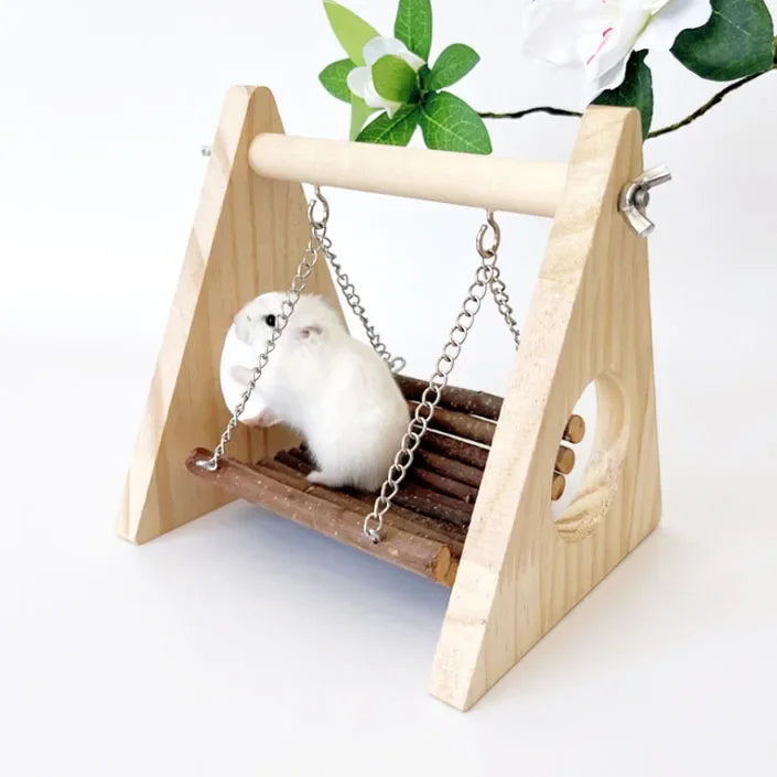 Hamster Wooden Swing with Natural Chew Sticks