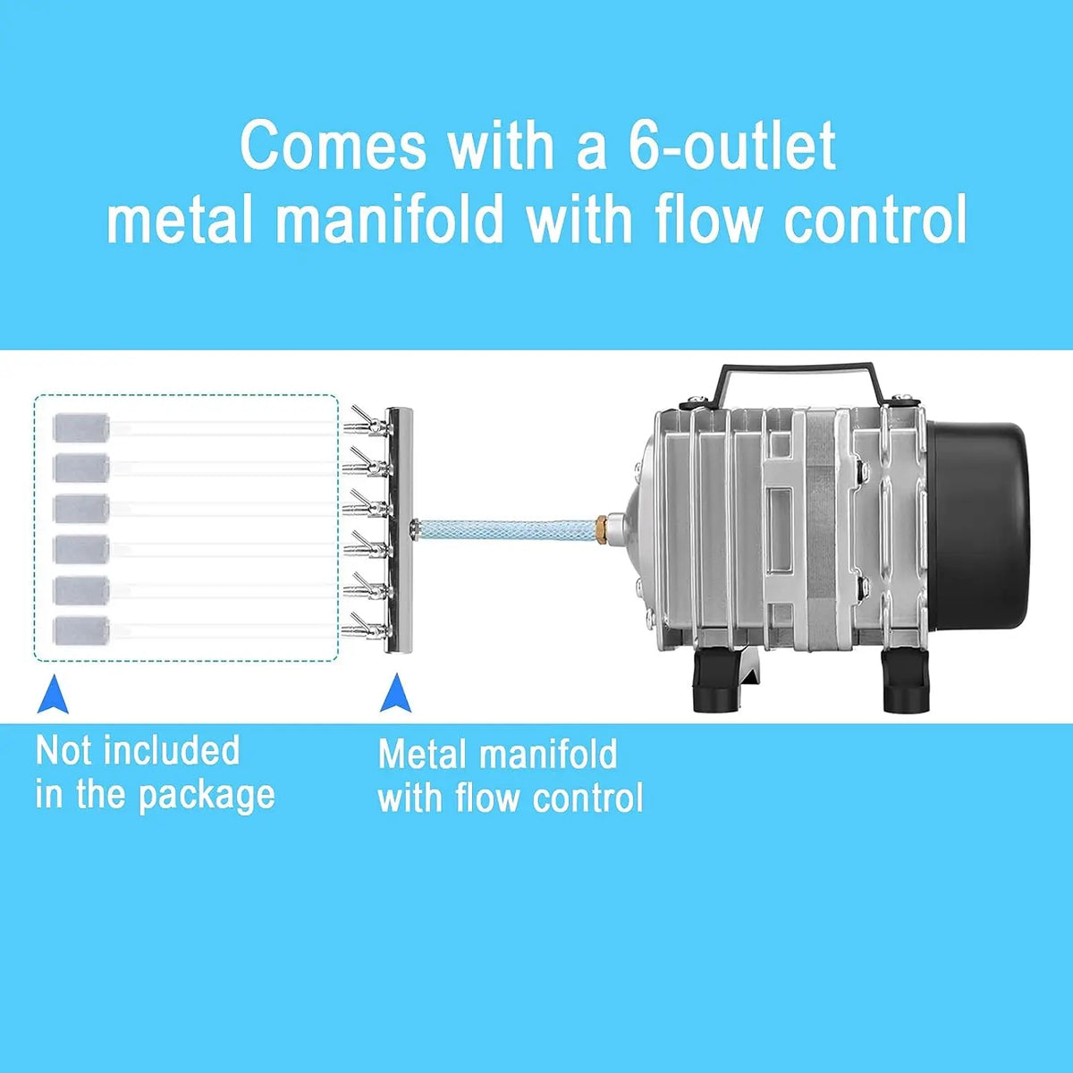 High-Output Aquarium Air Pump with 6-Way Splitter
