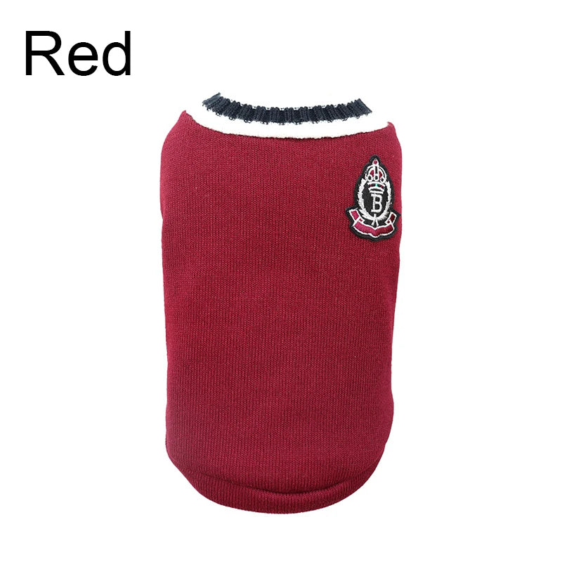 Classic V-Neck Knit Pet Sweater for Small Dogs & Cats
