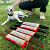 A collection of durable jute tug of war toys for dog training, featuring red and black ropes.