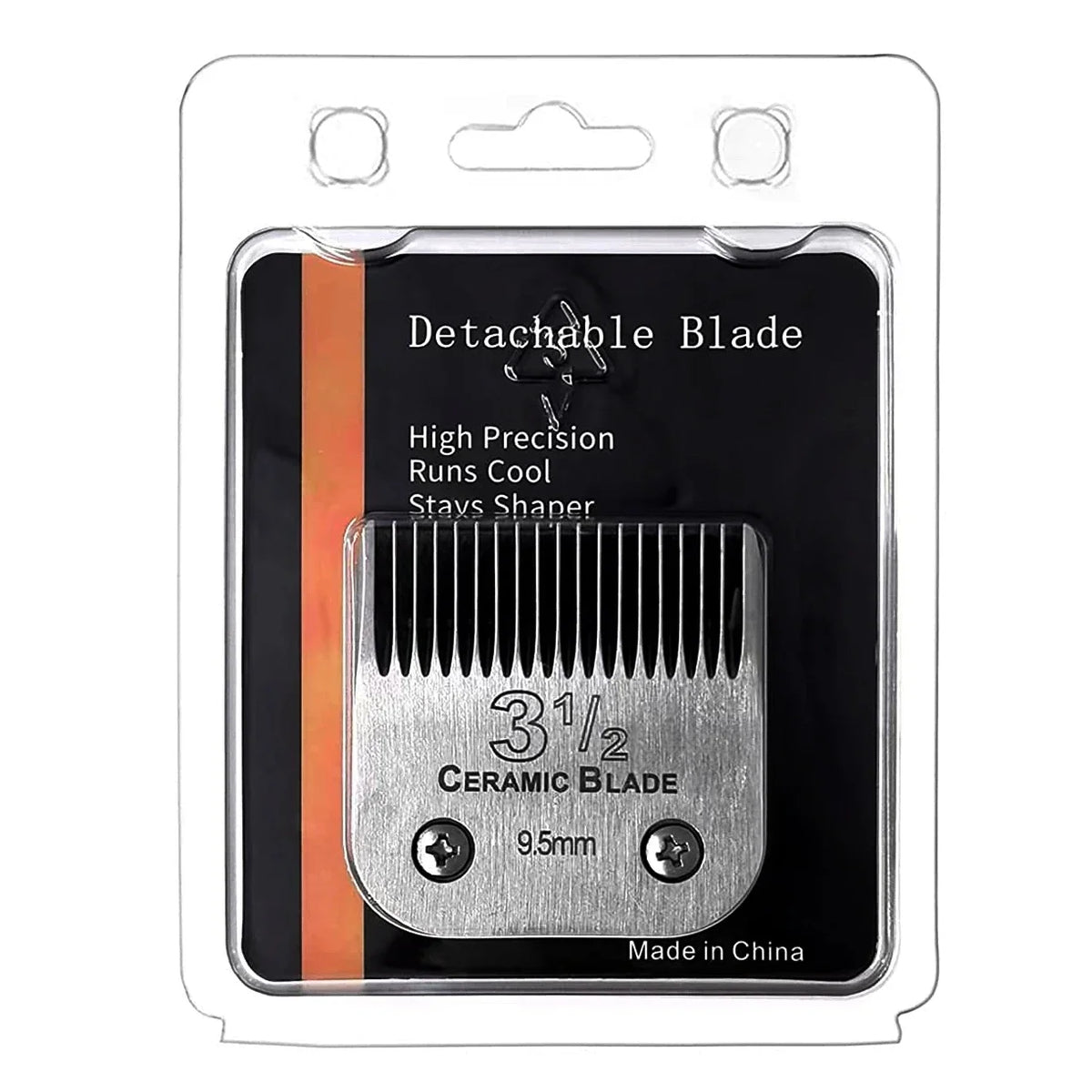 A detachable ceramic blade for pet grooming, featuring a 9.5mm size and made in China.