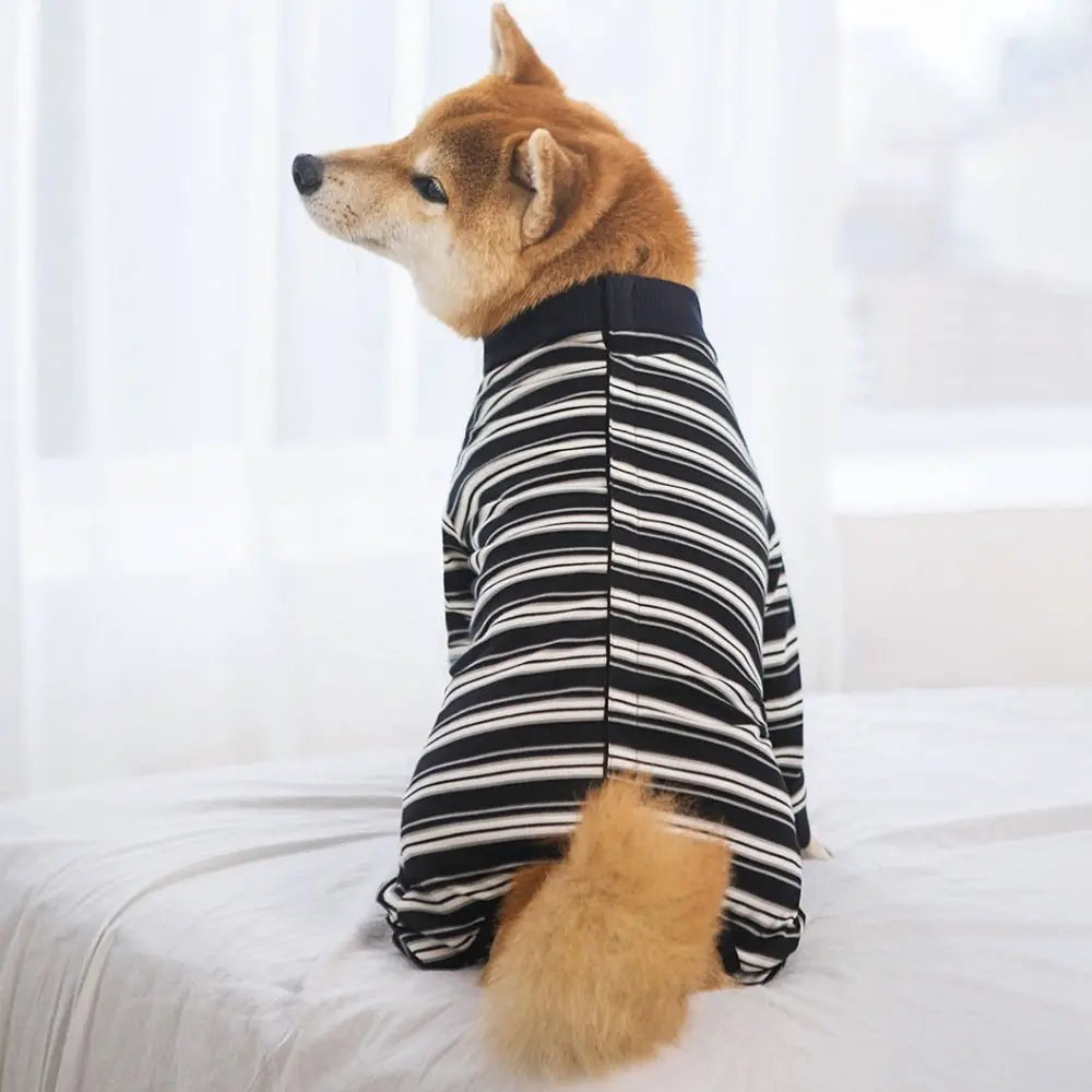 Striped Four-Leg Dog Pajama Jumpsuit