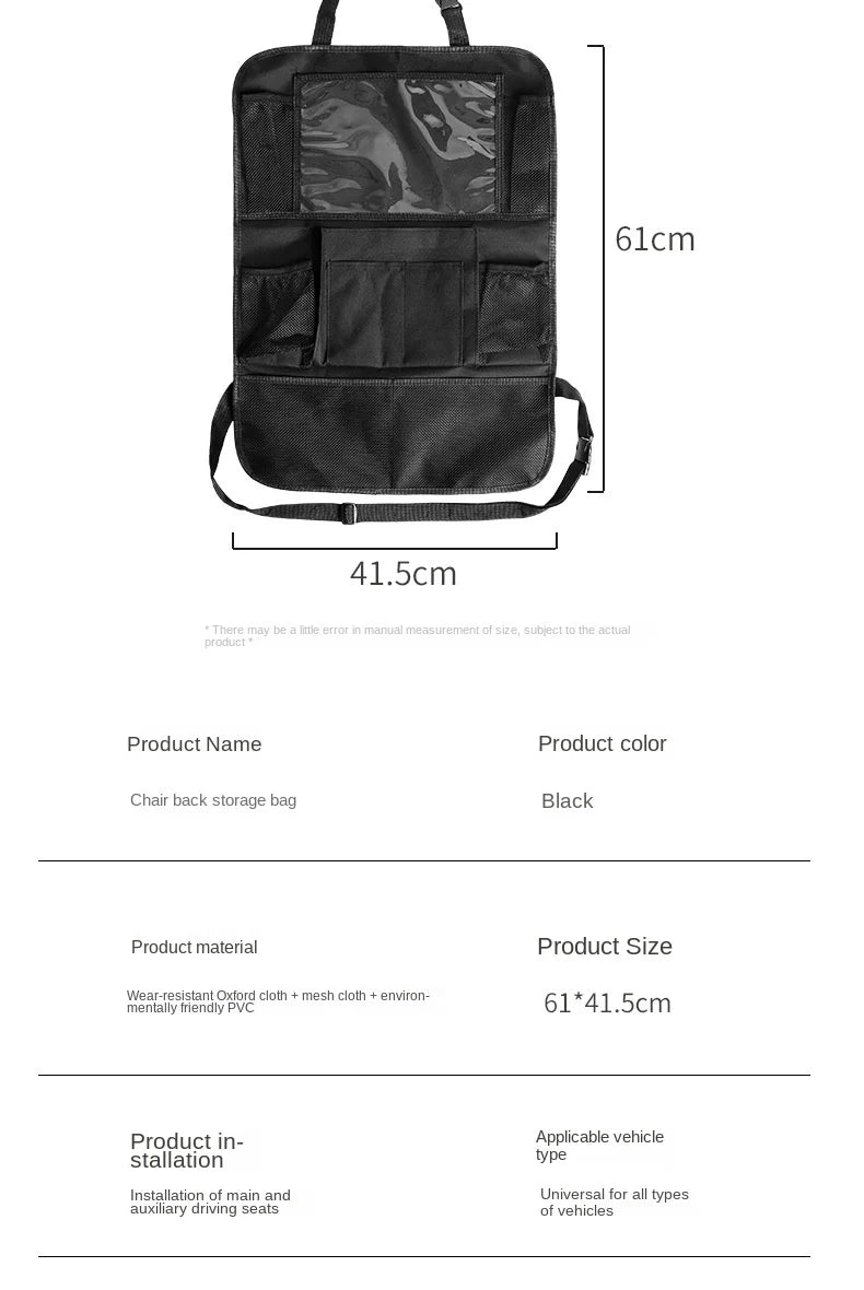 Car Backseat Organizer with Tablet Holder and Storage Pockets