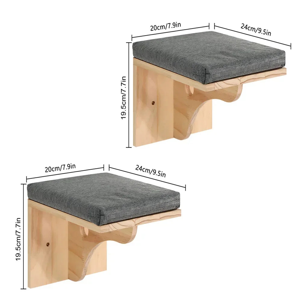 Wall-Mounted Cat Climbing Shelf Set with Hammock and Scratching Posts