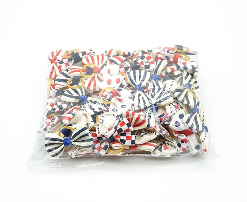 Pet Hair Bows with Elastic Bands (100-Pack)