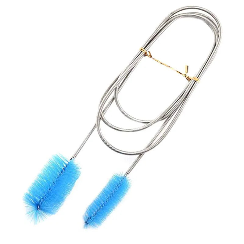 Stainless Steel Aquarium Cleaning Brush Double Head Lily Pipe