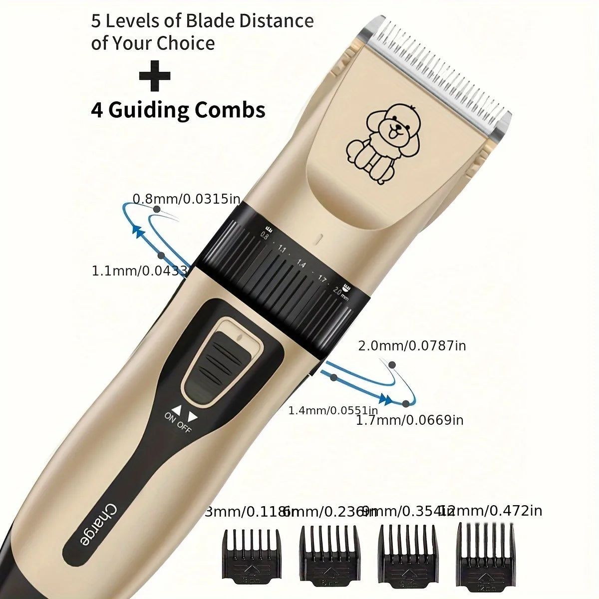 Cordless Rechargeable Pet Grooming Kit for Dogs and Cats