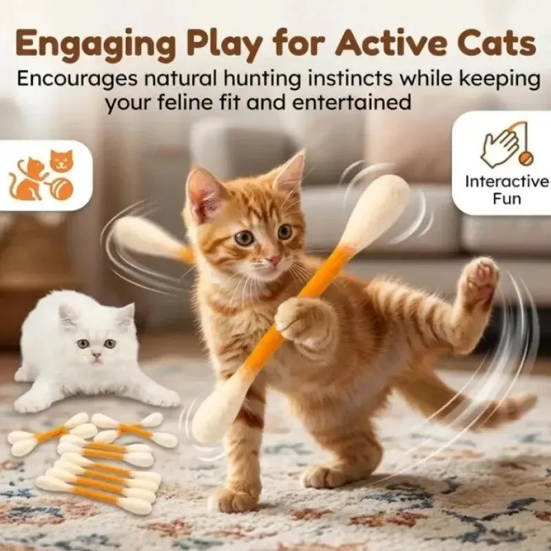 Giant Cotton Swab Catnip Toy for Interactive Play and Dental Health