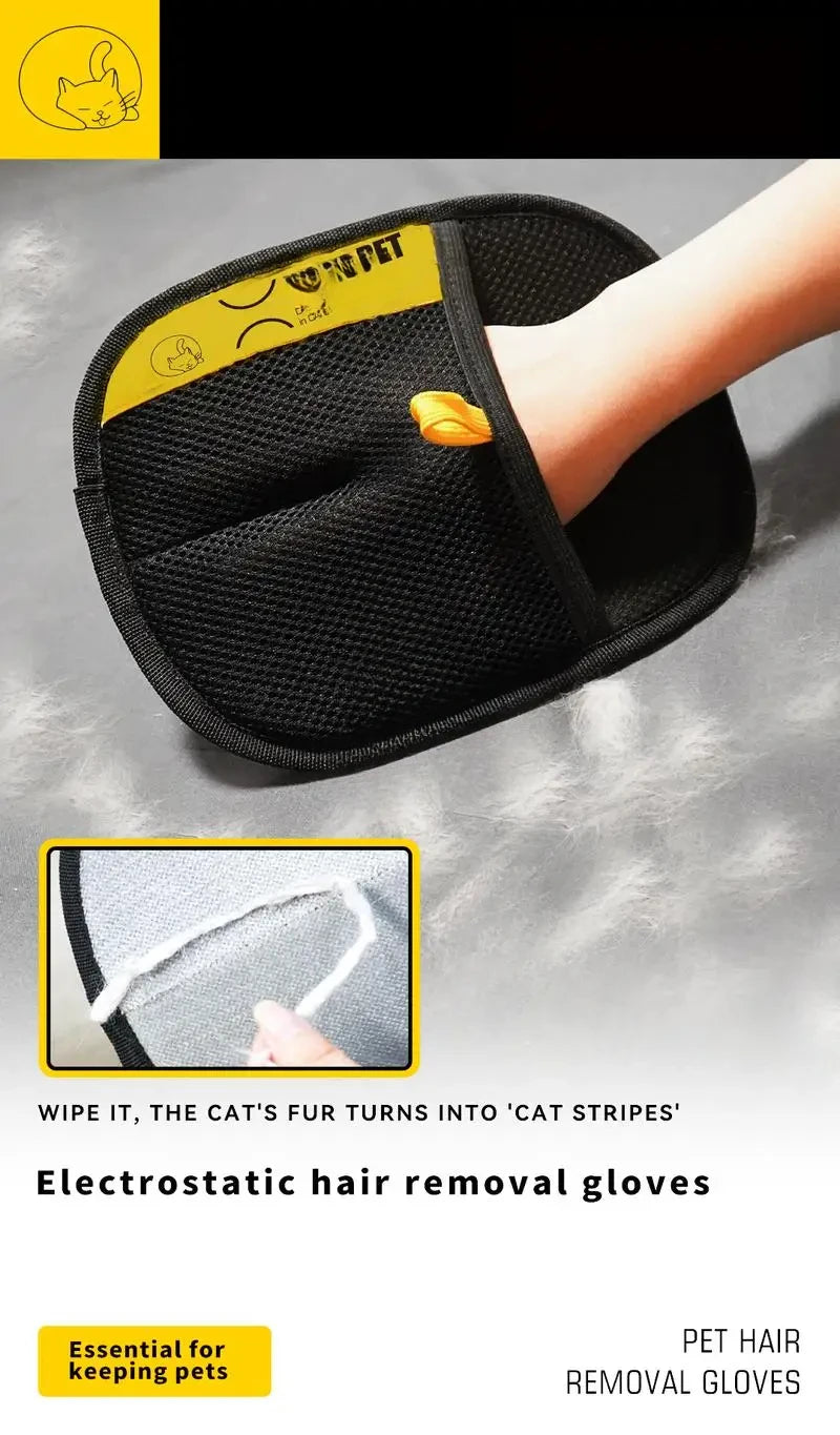 Pet Hair Removal Glove with Two-Way Brush for Cats, Dogs, and Furniture