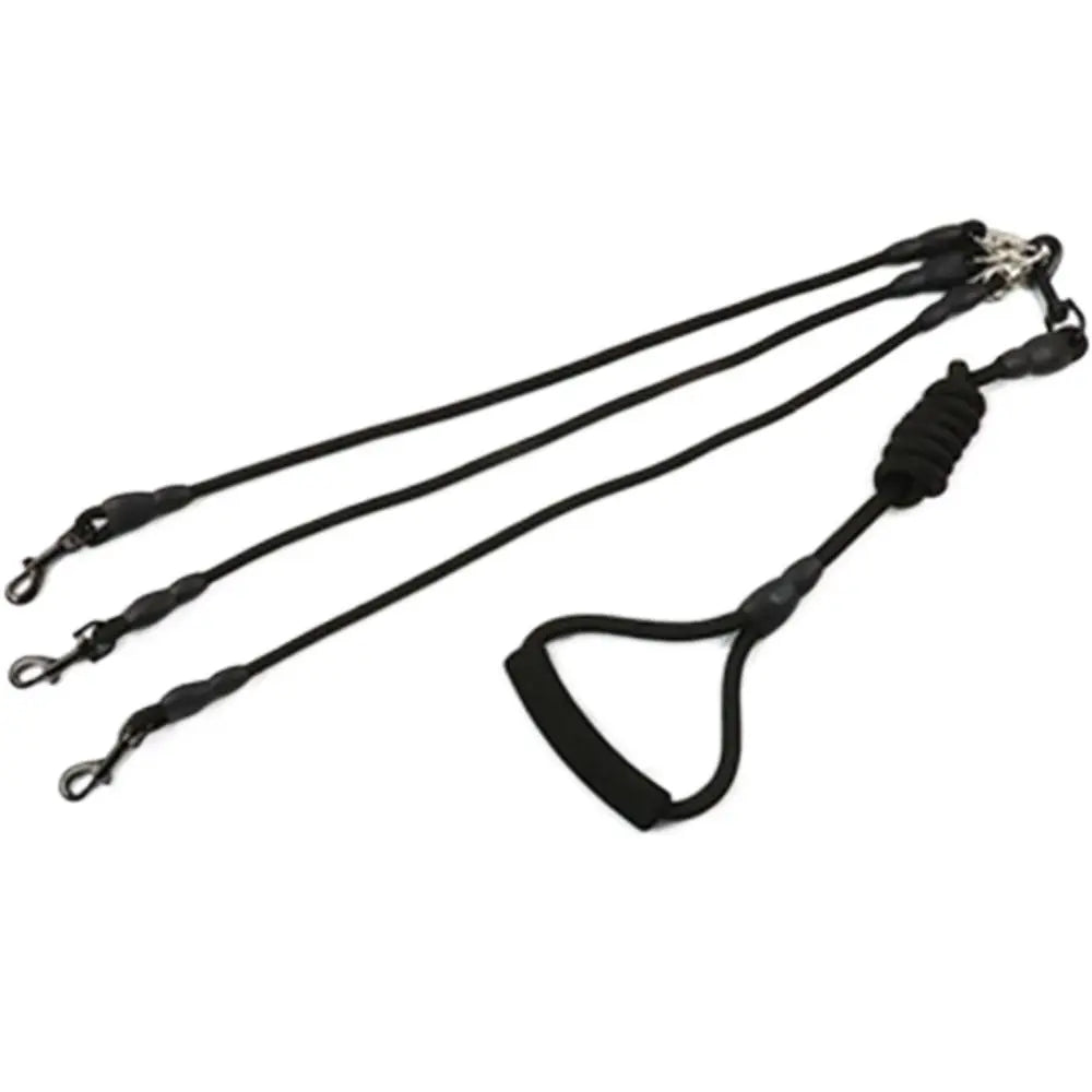 Black 2-way dual dog leash coupler for walking two dogs