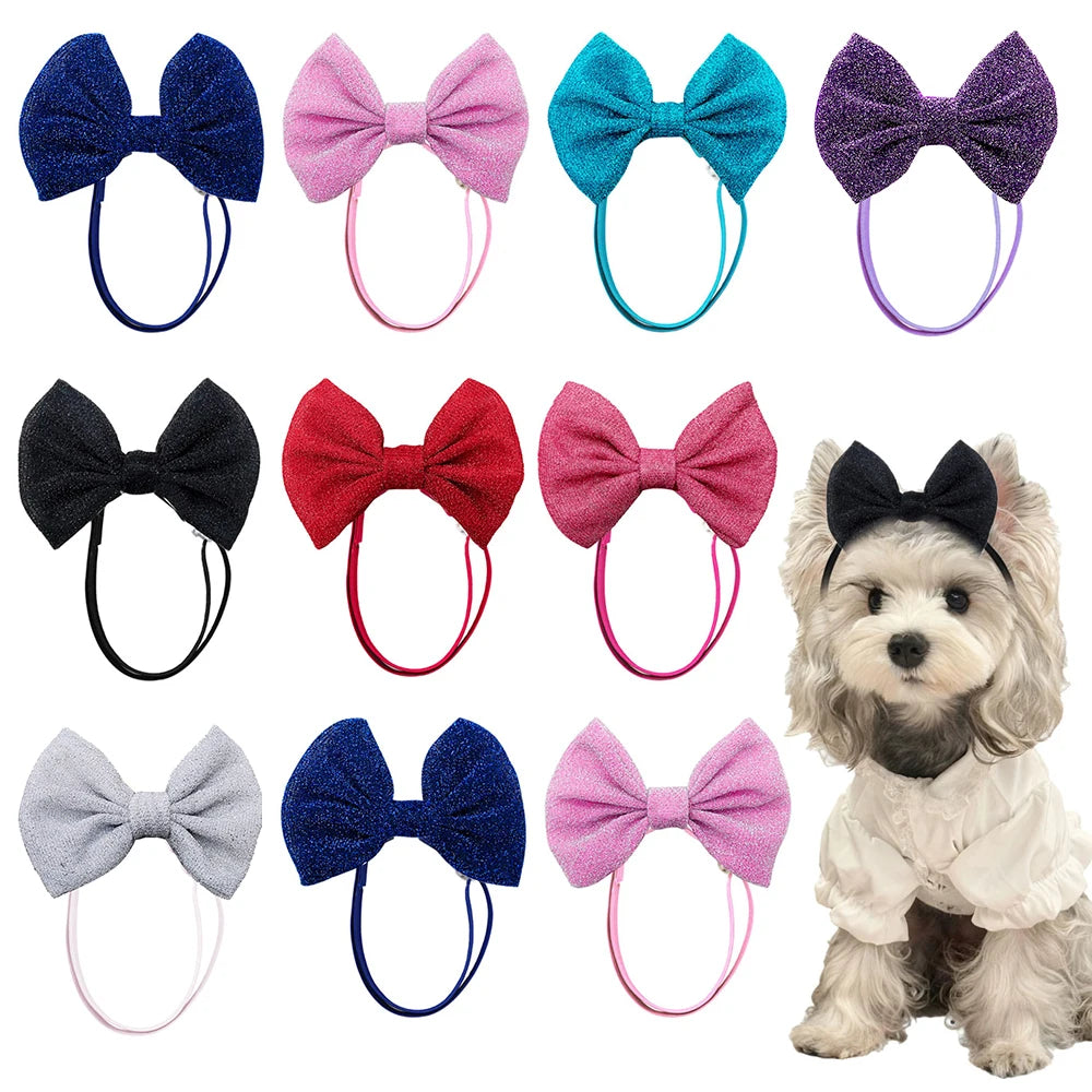 Handmade Pet Hair Bows – Adjustable Multi-Style Cloth Bows for Dogs and Cats