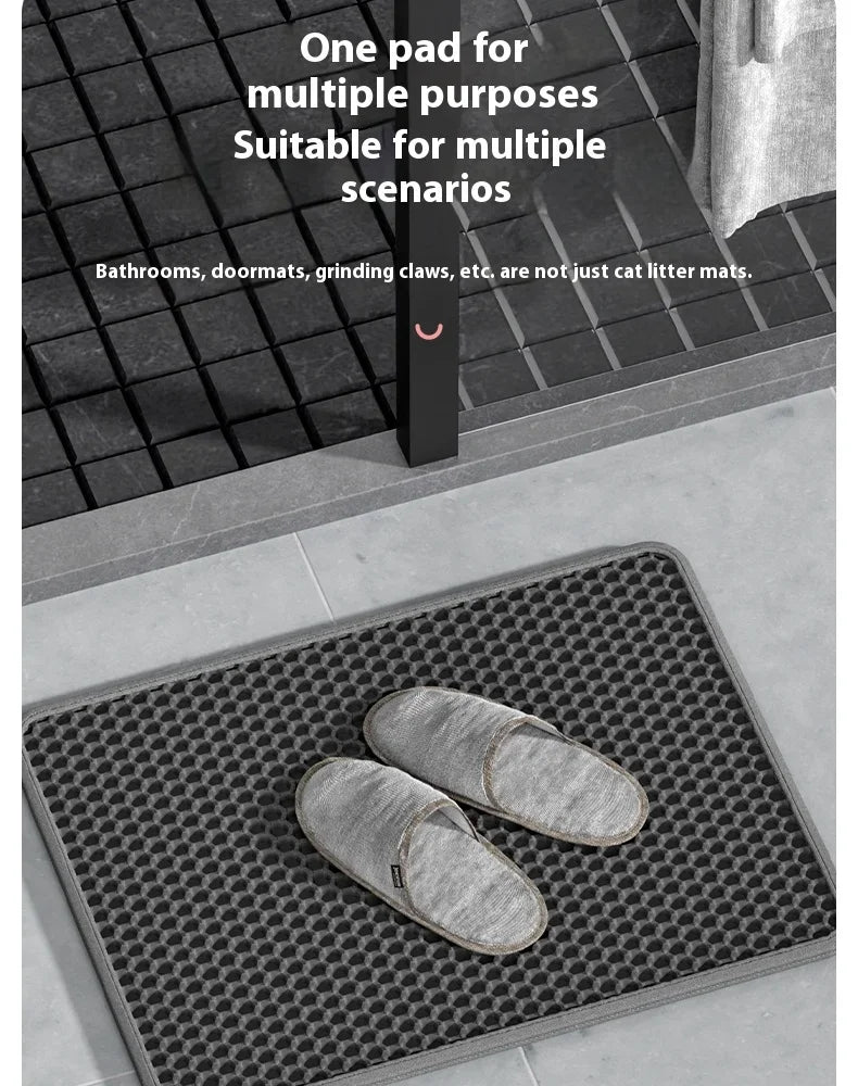 Double-Layer Waterproof Cat Litter Mat with Non-Slip Base