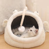 Cozy Cave Cat Bed with Lantern Fish Design