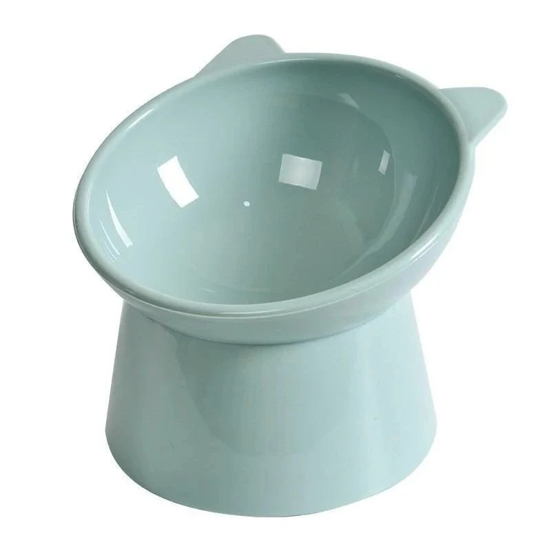 A light blue pet feeding bowl with an anti-spill design, shown from above.