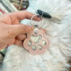 Leather Pet Hair Keepsake Keychain with Cat Paw Design