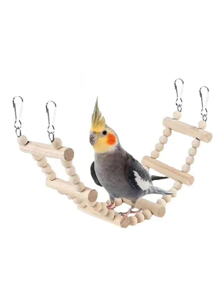 Ensemble de Jouets en Bois pour Oiseaux avec Balances et Clochettes