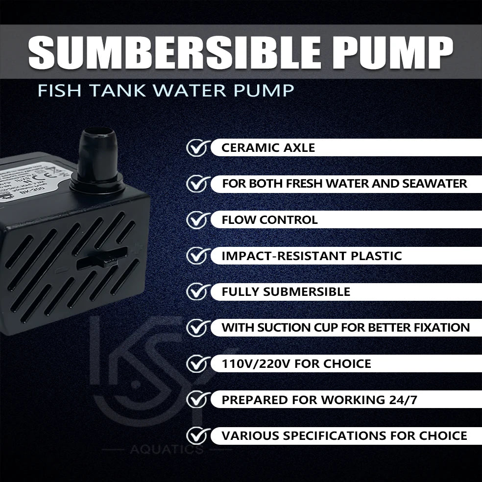 Adjustable Submersible Aquarium Water Pump – Ultra-Quiet Ceramic Shaft