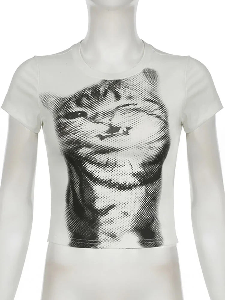 Top Crop con Estampado Animal