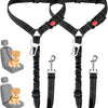 Adjustable Dog Car Seat Belt with Elastic Bungee and Reflective Stitching