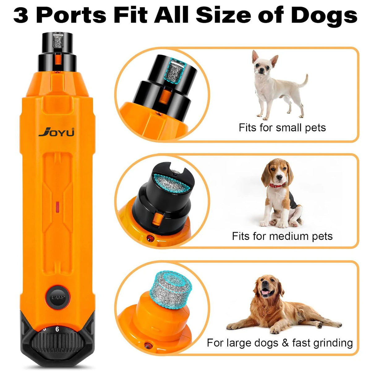 Rechargeable 6-Speed Dog Nail Grinder – Quiet & Painless Paw Care