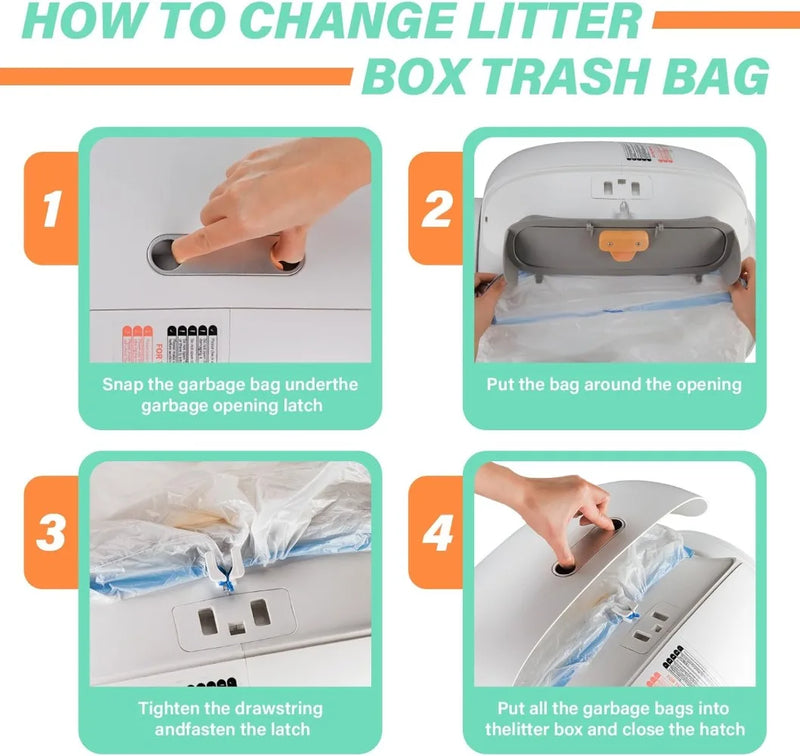 Selbstreinigende Katzentoilette mit Zugbeutel-Abfallsystem