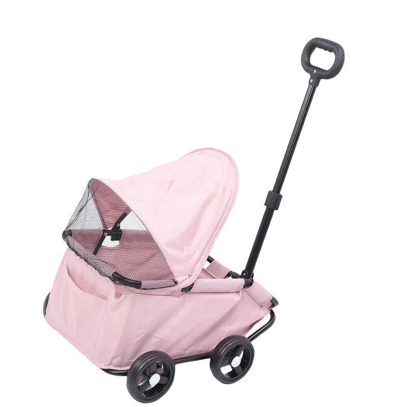 Foldable Pet Stroller with Sun Canopy