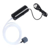 A black USB silent air pump with a clear tubing and a gray filter is shown.