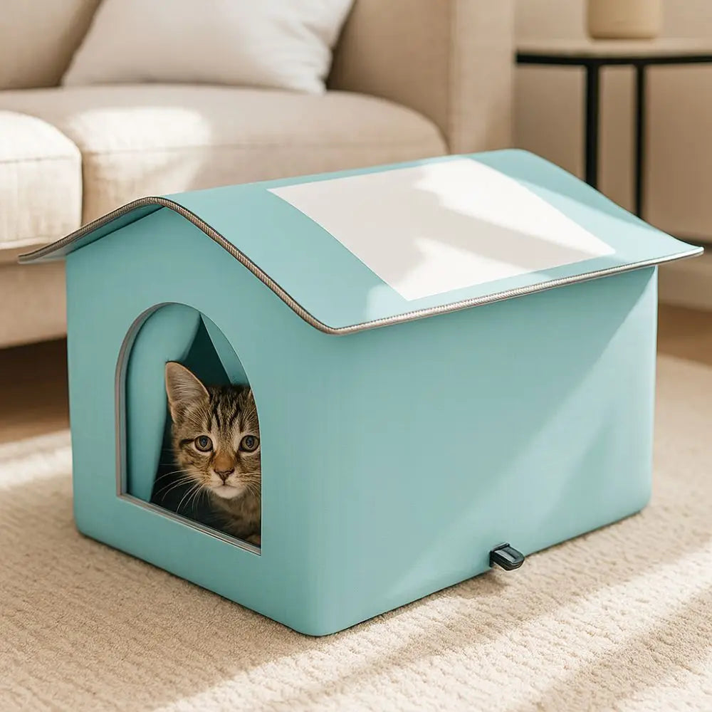 Foldable Waterproof Insulated Cat House with Thermal Lining