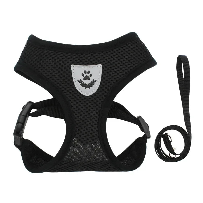 Adjustable Breathable Mesh Dog & Cat Harness with Leash