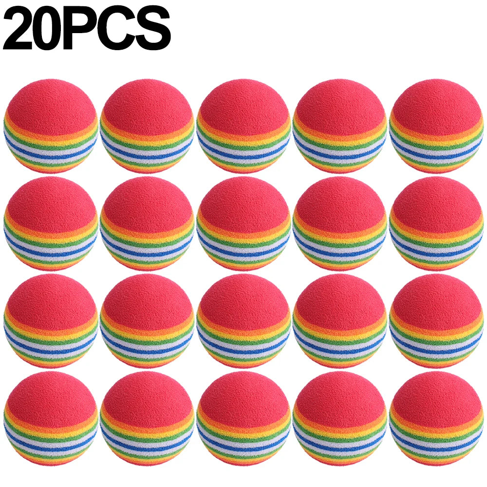 20 pieces of rainbow colored EVA rattle balls for cats and small dogs