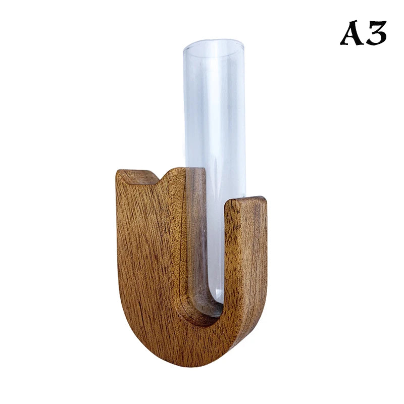 Holzige Fell-Wimper-Sammlervase mit klarem Glasröhrchen für Heimdeko