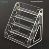 Clear Acrylic Display Stand with Slanted Tiers for Business Cards, Brochures & Cosmetics