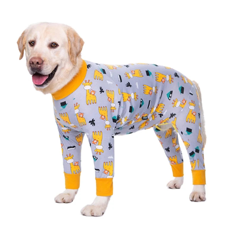 Cartoon Print Cotton Pajamas for Medium and Large Dogs