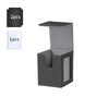 A gray PU leather magnetic card deck box with a display window, shown next to two separate pieces.