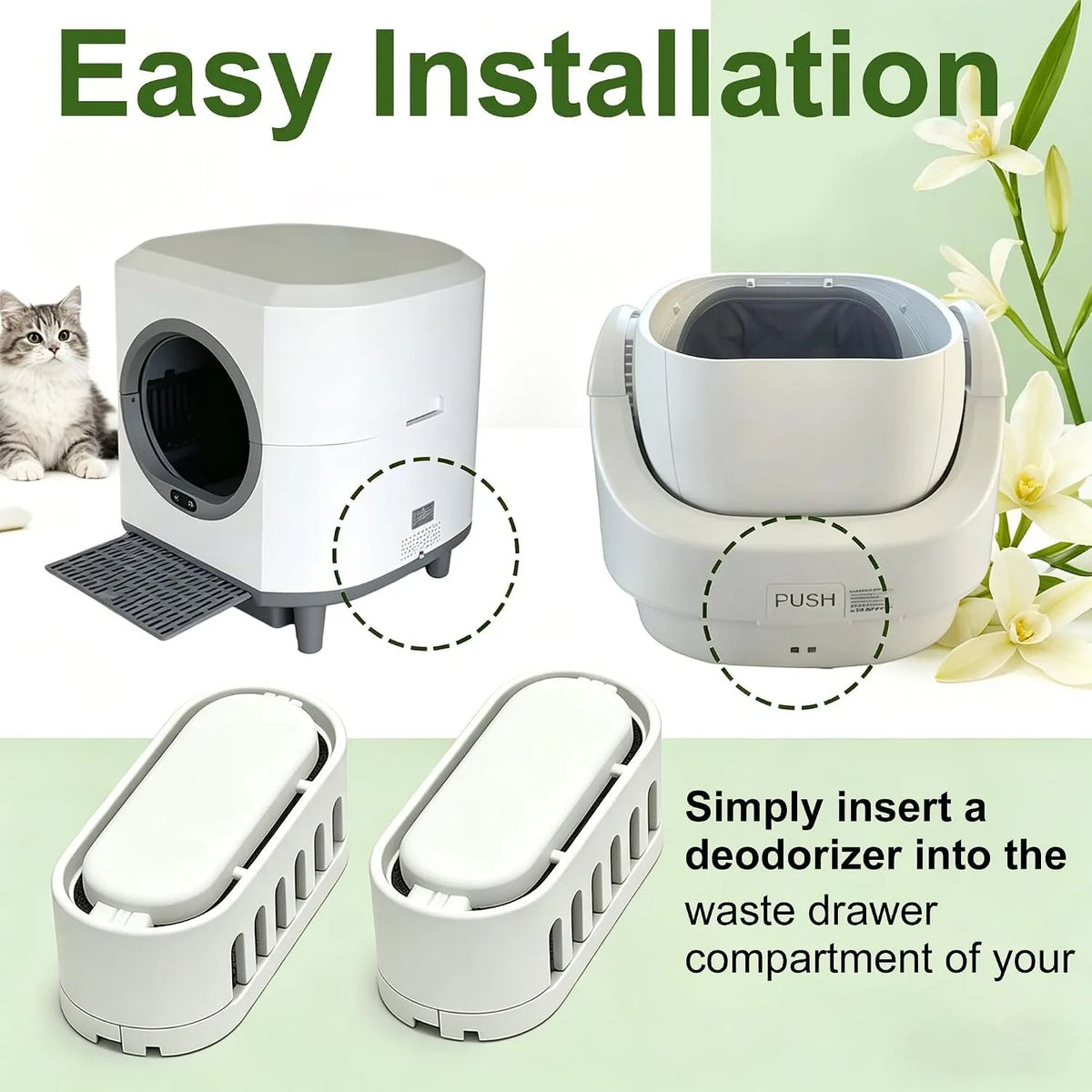 Cat Litter Box Deodorizers for Automatic Litter Boxes, 30-Day Freshness