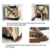 Instructions showing how to cross straps and thread a pole into the bottom band of a foldable outdoor cat tent