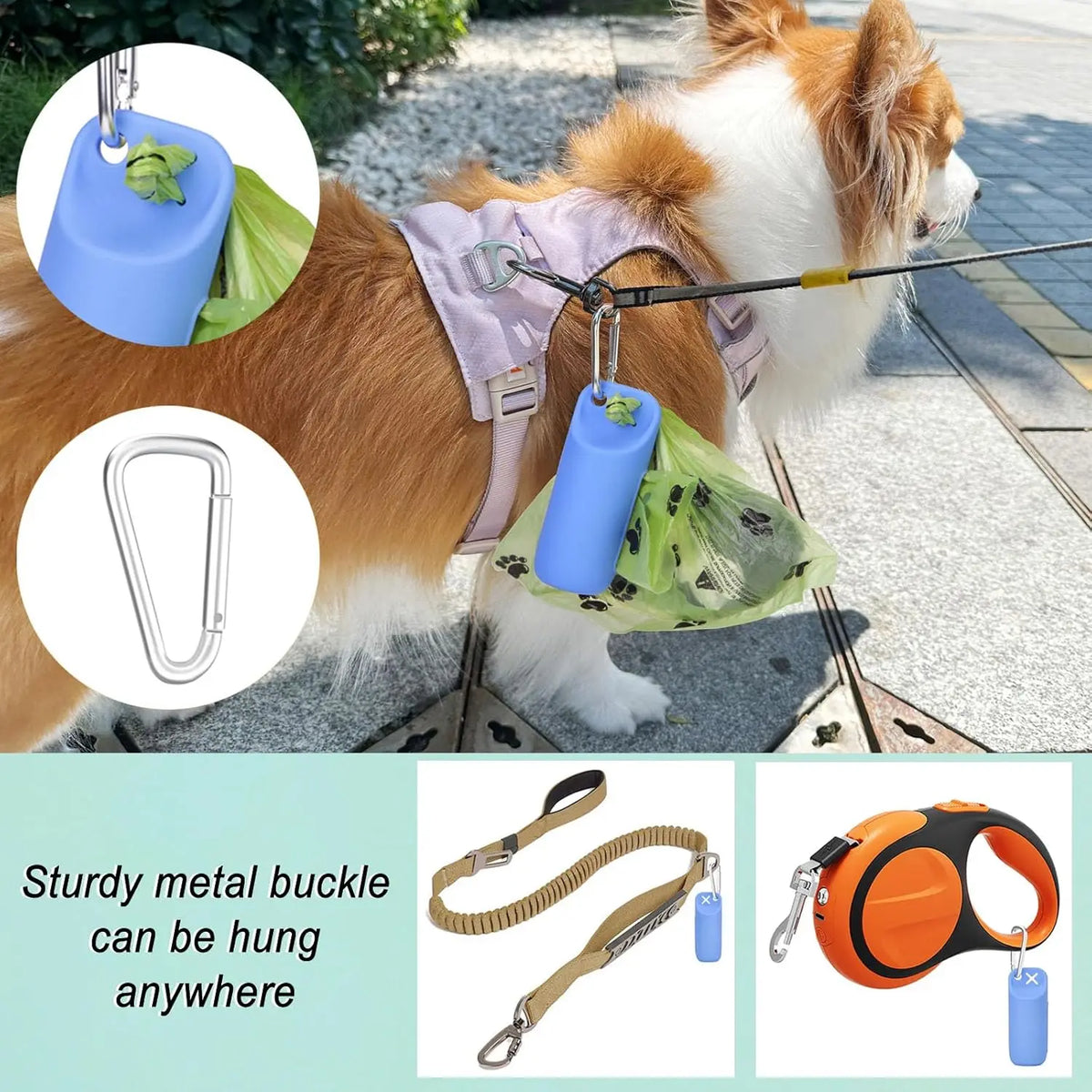 Silicone Dog Poop Bag Holder with Hanging Ring