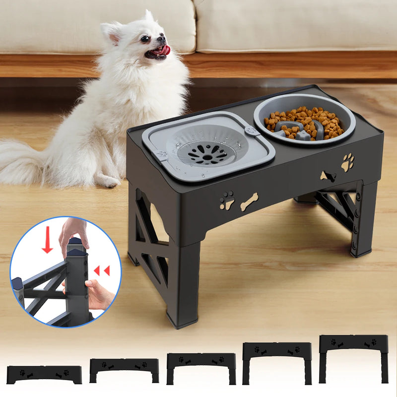 Comedero Ajustable para Mascotas con Cuencos de Alimentación Lenta