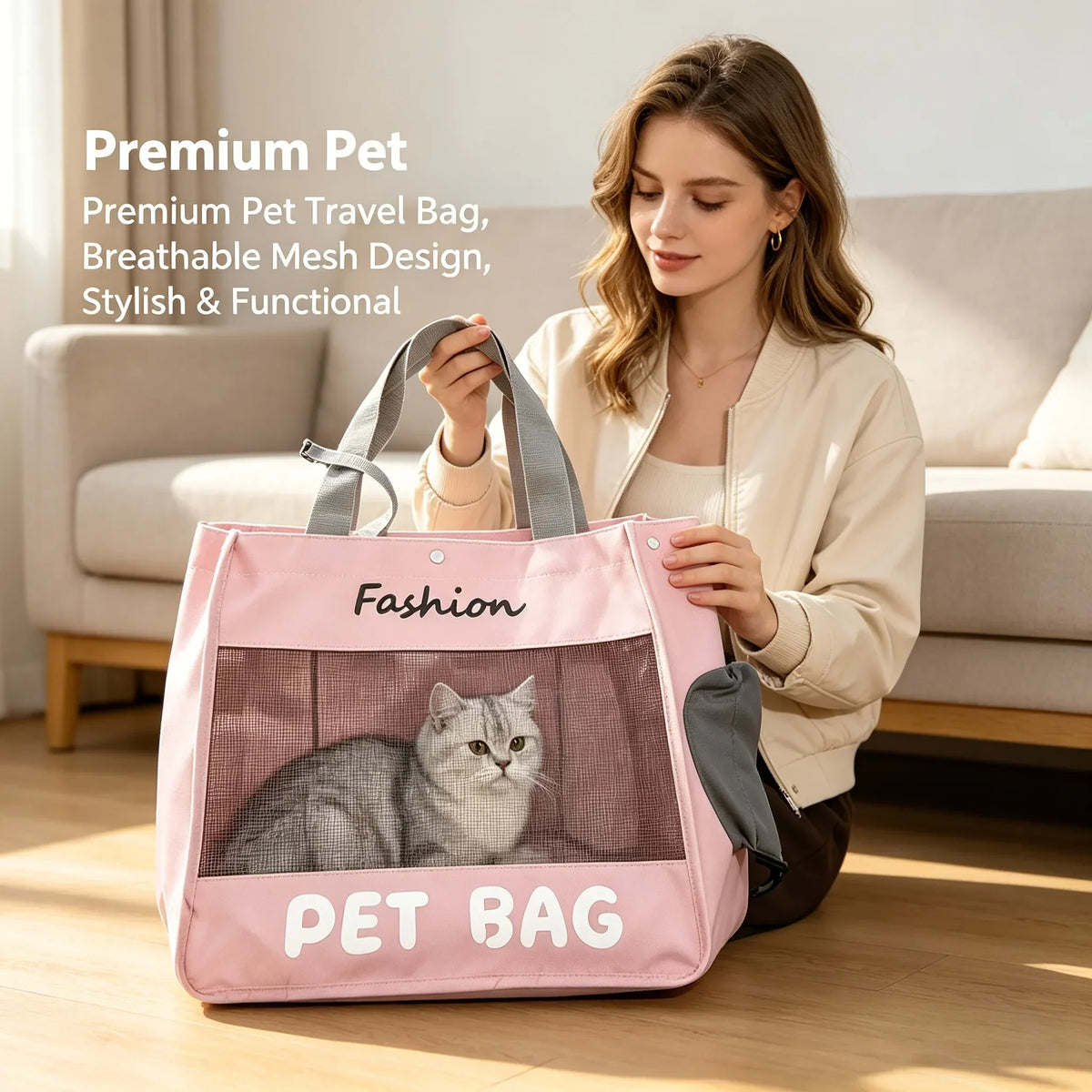 Breathable Head-Out Pet Carrier Tote for Cats and Small Dogs