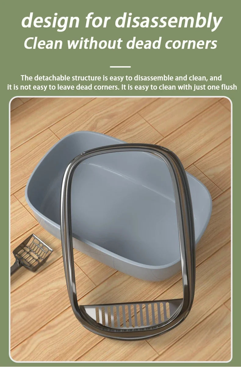 Semi-Enclosed Cat Litter Box with High Splash Guard
