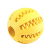 A yellow durable chew toy with serrated teeth for dogs and cats.