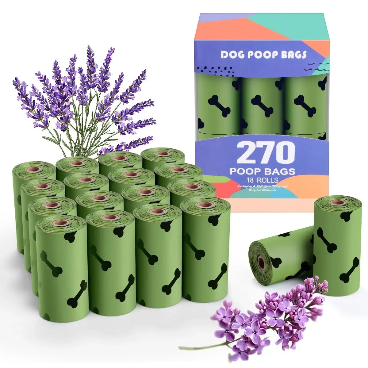 Lavender Scented Biodegradable Dog Poop Bags (120 Count)