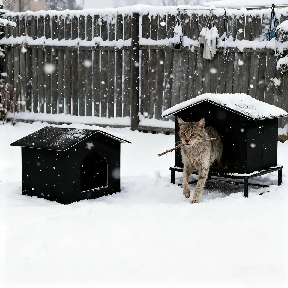 Outdoor Cat House with Heated Insulation and Raised Waterproof Base