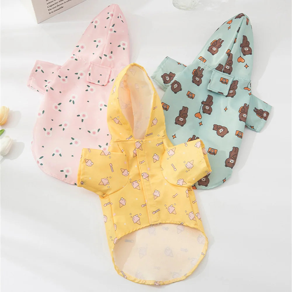 Cartoon Printed Waterproof Dog Raincoat