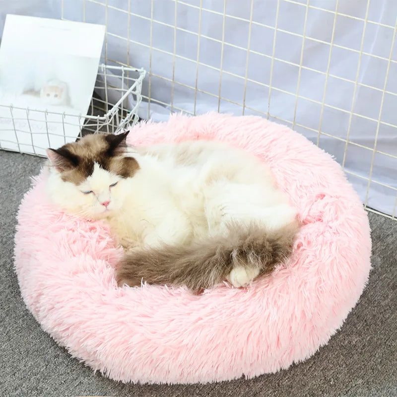 Lit Donut en Peluche Confortable pour Chat