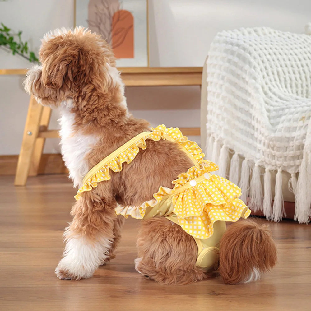 Cute Printed Reusable Dog Diaper Pants for Small Breeds