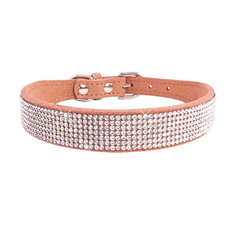 Kristall-Straß-Halsband aus Leder