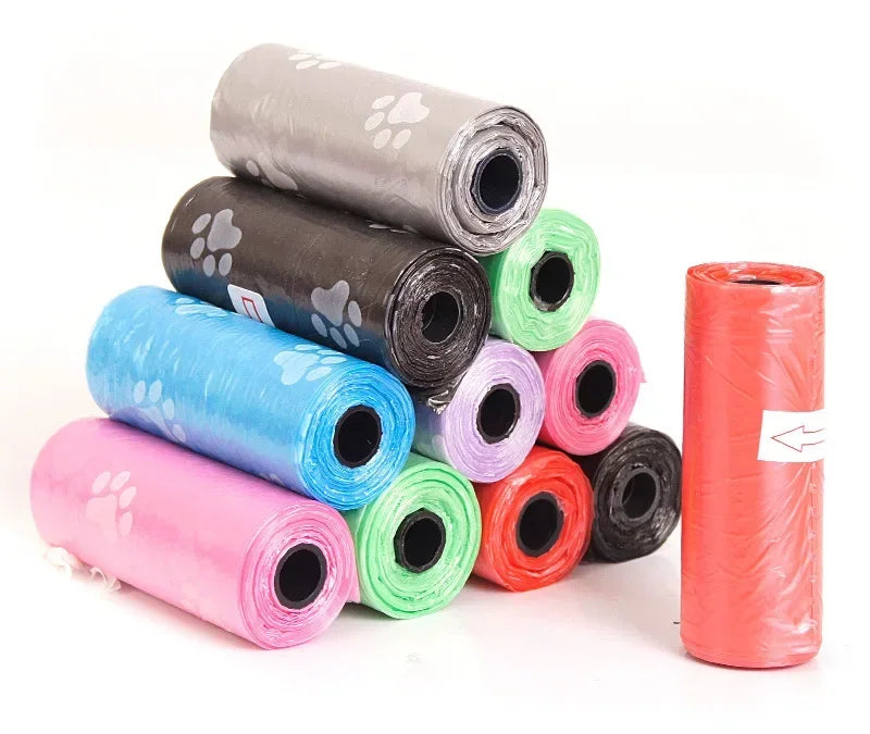 Disposable Dog Waste Bags with Bone-Shaped Dispenser and Leash Clip