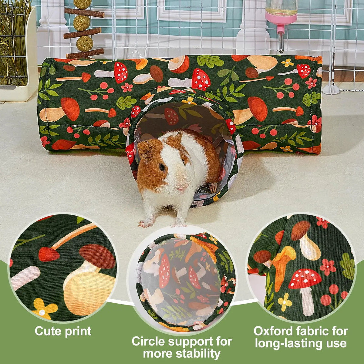 3-Way Foldable Pet Tunnel with Washable Hideout for Small Animals